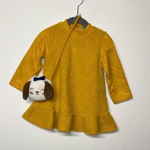 Mayoral Yellow Kids Dress with Dog Purse